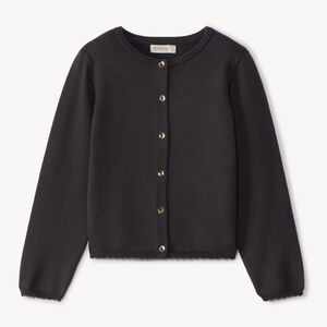 Gilet en tricot uni festonné pour fille 