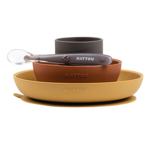 Set de 4 pièces Vaisselle en silicone - Gris 