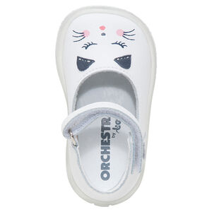 Babies en cuir avec lanière à scratch et print chat 