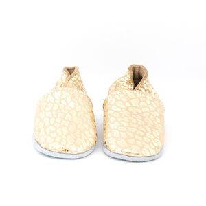 Chaussons souples 0-3M en cuir Babysoft Doré motif Léopard 