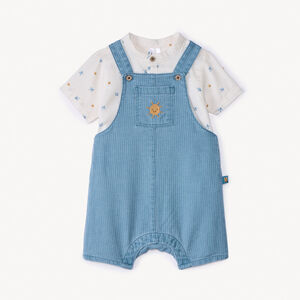 Ensemble chemise manches courtes et salopette motif soleil pour bébé garçon 