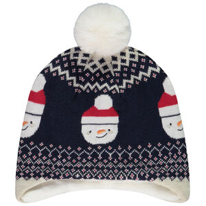 Bonnet en tricot jacquard bonhommes de neige pour bébé garçon 