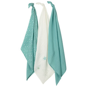 Lot de 3 langes en tétra motif étoiles 