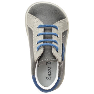 Bottillons en cuir à lacets et touches de bleu 