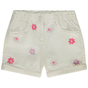 Short denim avec broderies marguerites pour fille 