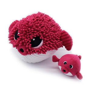 Peluche Ptipotos maman poisson-globe Gobetou et son bébé betterave 
