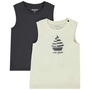 Lot de 2 débardeurs uni et fantaisie pour bébé garçon 