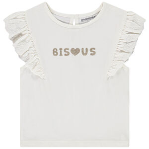 T-shirt manches courtes en broderie anglaise pour bébé fille 