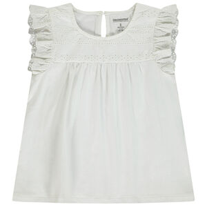 T-shirt manches courtes avec broderie anglaise pour fille 