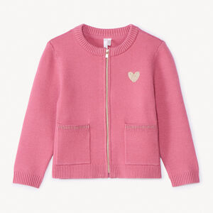 Gilet zippé en tricot coupé-cousu pour bébé fille 