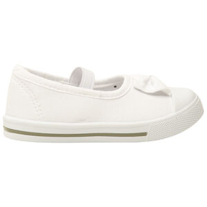 Babies blanches en toile avec nœud et lanière élastiquée pour bébé fille 