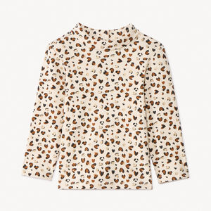 Sous-pull imprimé cœur fantaisie et col cheminé pour bébé fille 