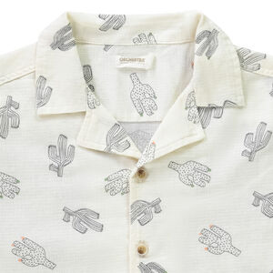 Chemise manches courtes à col cubain imprimé cactus pour garçon 