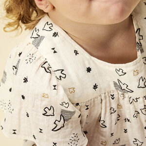 Robe manches courtes imprimé oiseaux pour bébé fille 