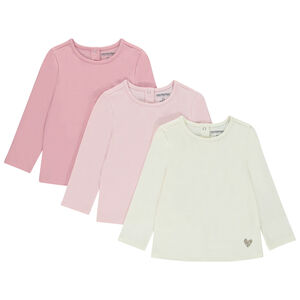 Lot de 3 t-shirts manches longues print cœur pour bébé fille 