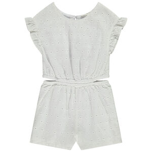 Combishort en broderie anglaise avec taille ajourée pour fille 