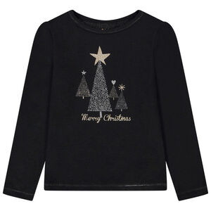 T-shirt manches longues print fantaisie pailleté pour fille 