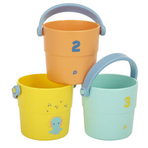 Lot de 3 sceaux de bain perforés à empiler 