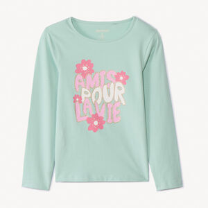 T-shirt manches longues à print pailleté pour fille 