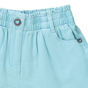 Short taille haute uni en coton fantaisie pour fille 