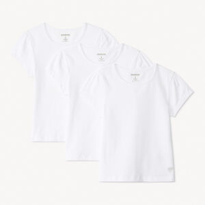 Lot de 3 t-shirts manches courtes unis à foil print cœur pour fille 