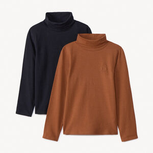 Lot de 2 sous-pulls à col roulé unis avec puff print pour garçon  