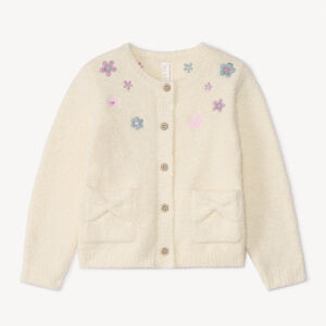 Gilet en tricot à fleurs brodées pour bébé fille 