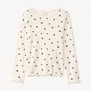 T-shirt manches longues côtelé à imprimé fleurs pour fille 