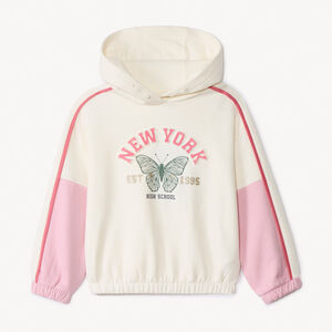 Sweat à capuche effet color block motif papillon pour fille 