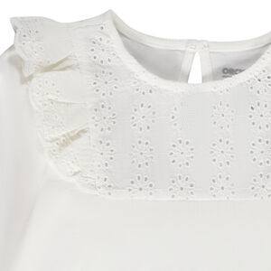T-shirt manches longues à broderie anglaise pour bébé fille 