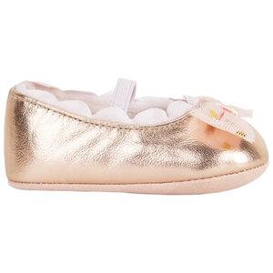 Babies métalisées avec noeud en tulle imprimé coeurs pour bébé fille 