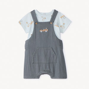 Ensemble court 2 pièces avec salopette pour bébé garçon 