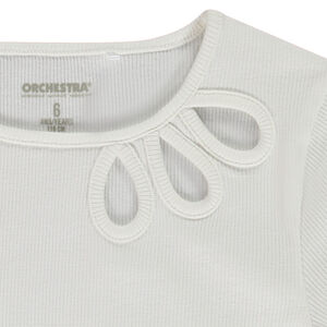 T-shirt manches courtes côtelé et ajouré pour fille 