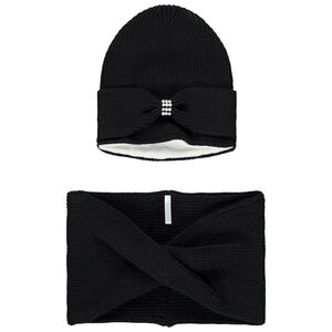 Set en tricot bonnet + snood à strass pour fille 