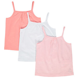 Lot de 3 débardeurs unis en coton à fines bretelles pour bébé fille 