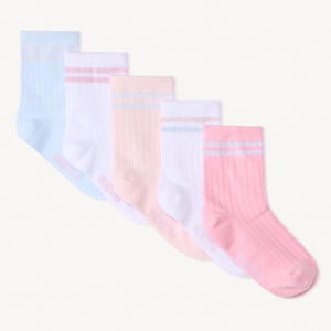 Lot de 5 paires de chaussettes à liserés pailletés pour fille 