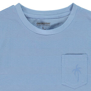 T-shirt manches courtes uni effet bandes texturées pour garçon 