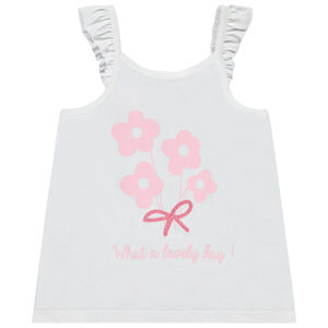 Débardeur uni avec bretelles volantées + print pour bébé fille  