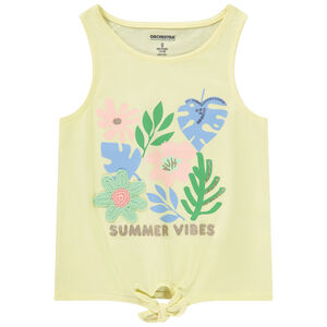 Débardeur à print fantaisie et fleur en tricot pour fille 