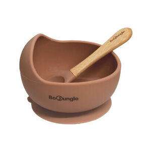 Bol en silicone avec ventouse + cuillère en bois Terracotta 