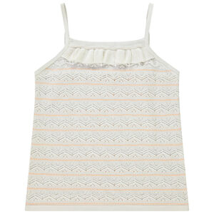 Débardeur en tricot et maille pointelle et col volanté pour fille 