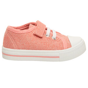 Baskets basses roses pailletées à scratch et lacets pour fille 