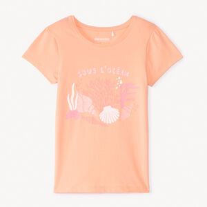 T-shirt manches courtes print fantaisie pailletées pour fille 