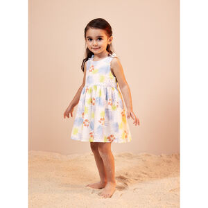 Robe à manches courtes imprimé fantaisie pour bébé fille 