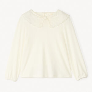 Tunique à manches longues avec col Claudine en broderie anglaise pour fille 