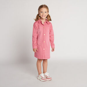 Robe manches longues uni en denim pour fille 