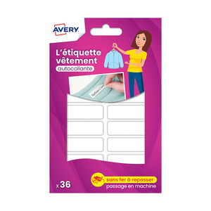 36 étiquettes autocollantes pour vêtements blanches 