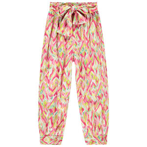 Pantacourt fluide à nouer imprimé ethnique pour fille 