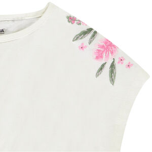 Crop top oversize élastiqué à manches courtes pour fille 