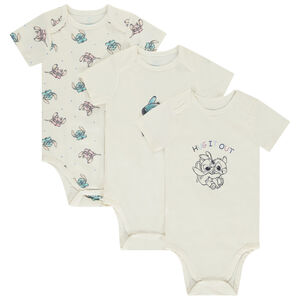 Lot de 3 bodies manches courtes Stitch Disney pour bébé (ouvertures différentes selon l'âge) 